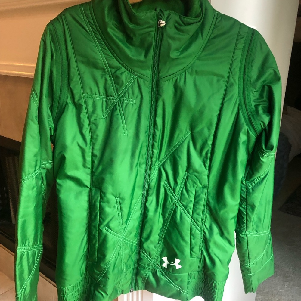 Under Armour Women’s Green Full-Zip Jacket, converts to a Vest!